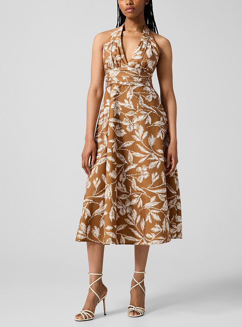 Dotted Foliage Midi Dress