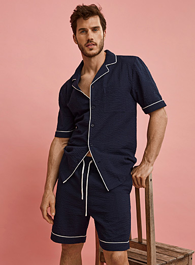 Piped seersucker pyjama shirt | Le 31 | Shop Men's Pyjamas ...