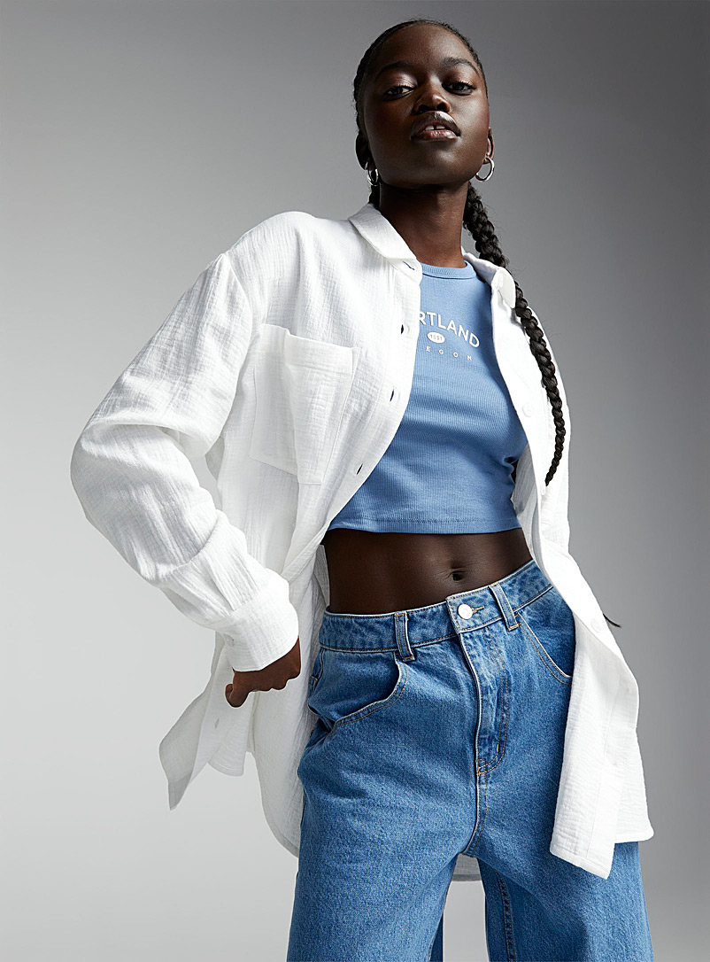 Twik: La chemise ample gaze coton bio Blanc pour femme