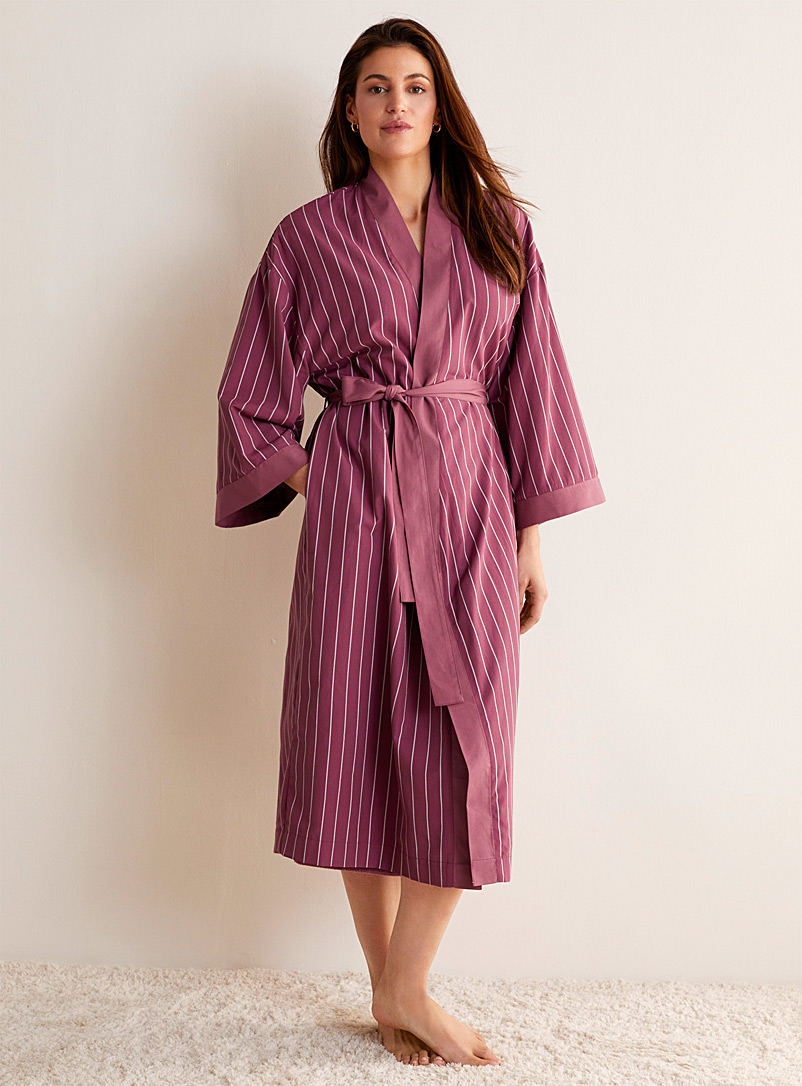 Miiyu Pink Terry underside patterned robe for women