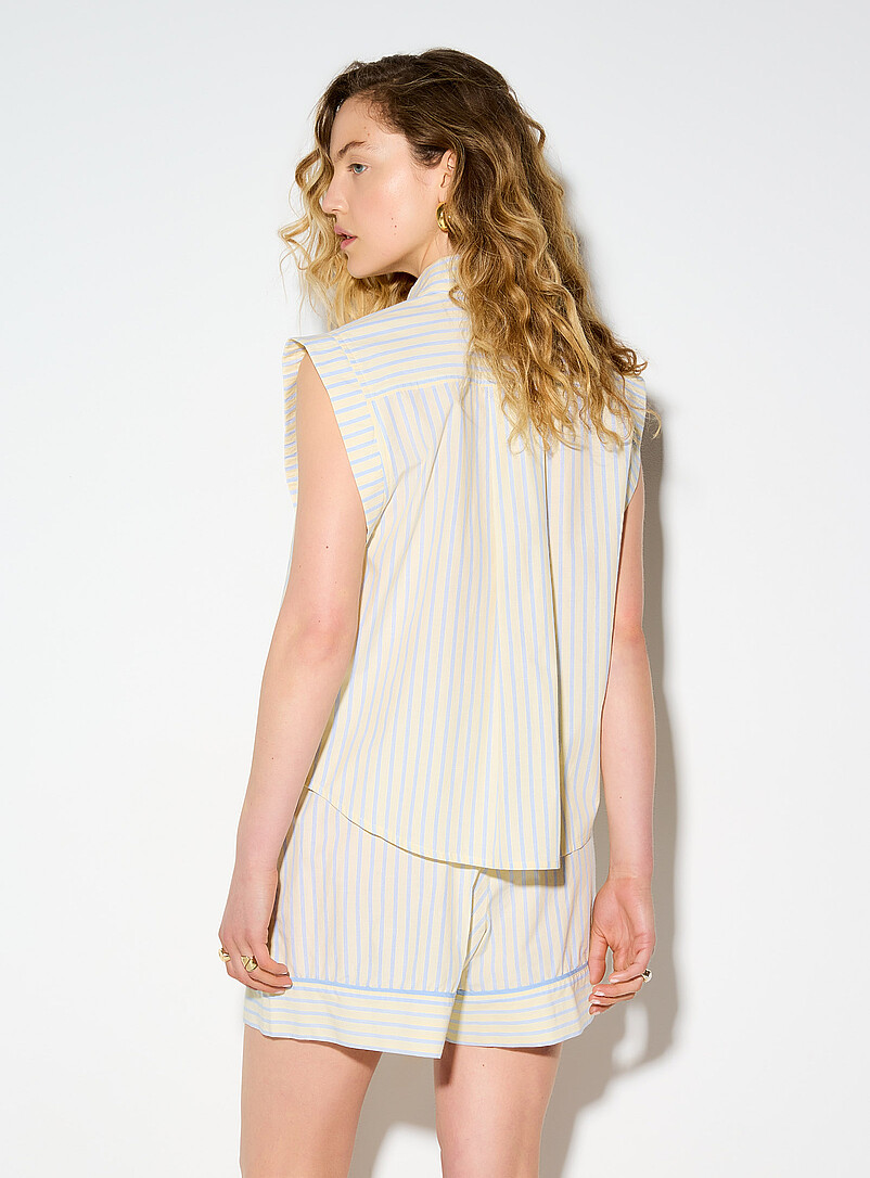 Ic&ocirc;ne: La chemise &agrave; mancherons popeline Jaune &agrave; motifs pour femme