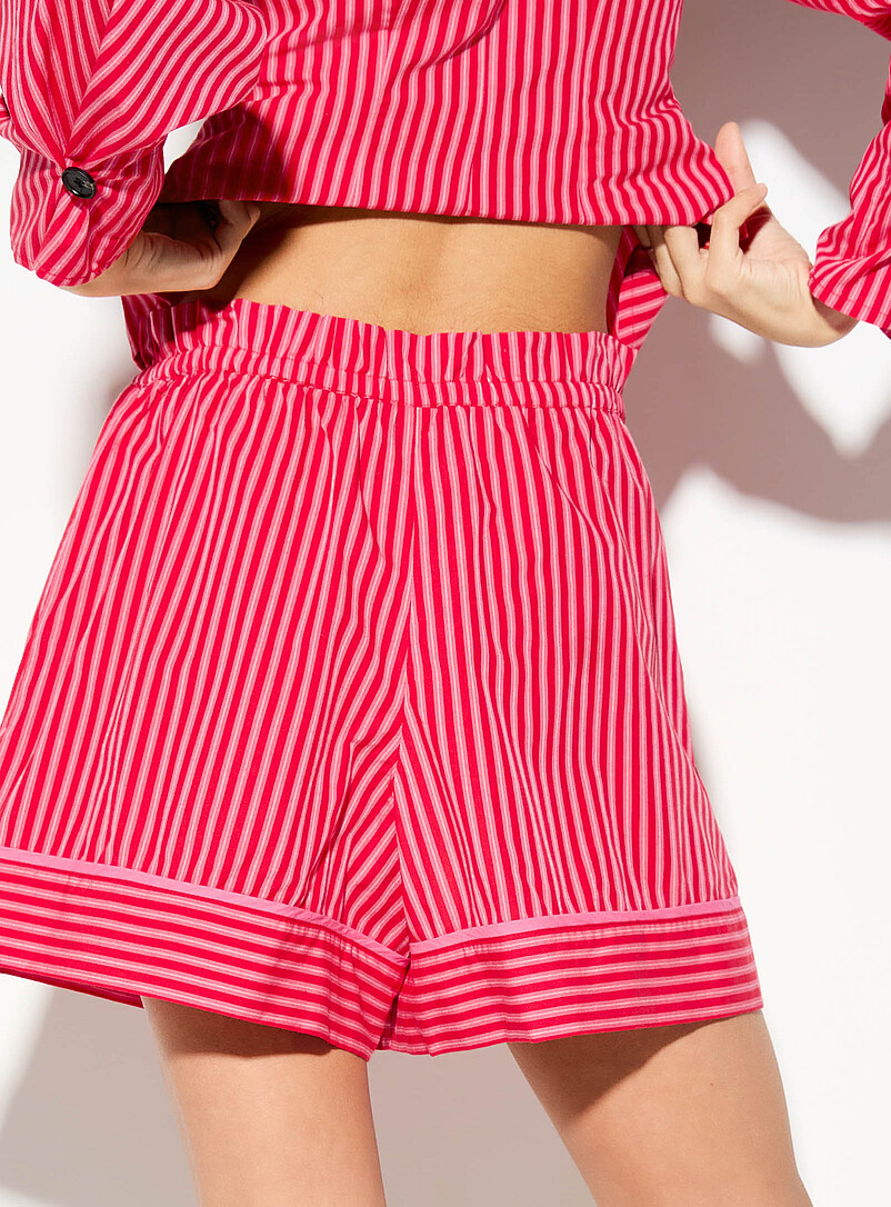 Ic&ocirc;ne Patterned Blue Drawstring-waist wide-leg boxer-style short for women