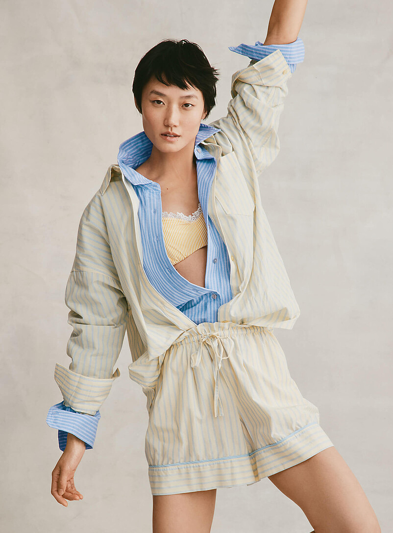 Ic&ocirc;ne: Le short large style boxeur taille cordon Bleu &agrave; motifs pour femme