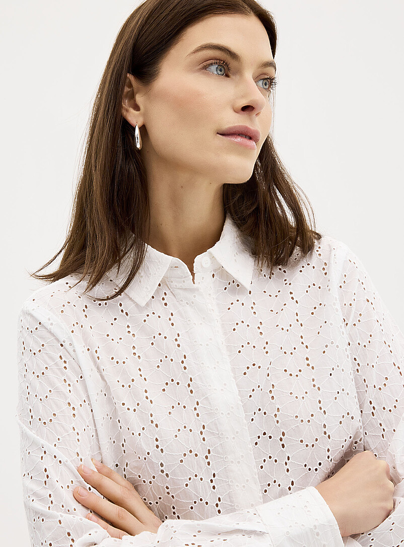 Contemporaine: La chemise broderie anglaise Orange pour femme