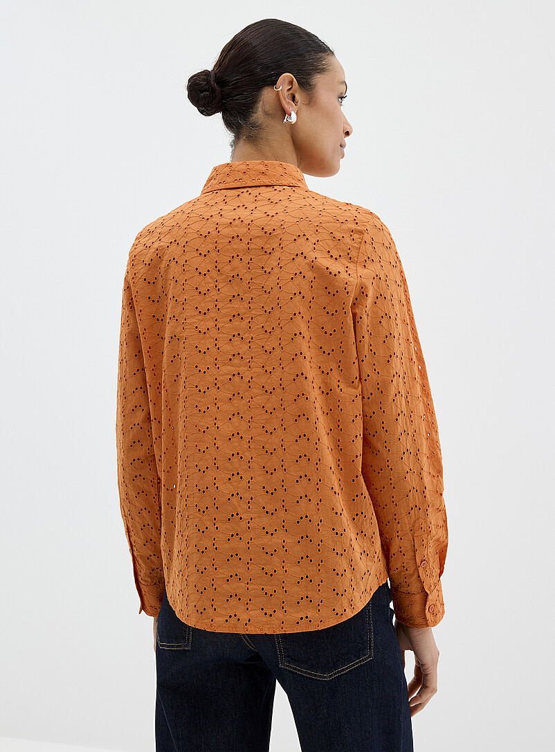 Contemporaine Orange Broderie anglaise shirt for women