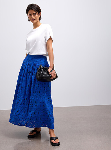 Broderie anglaise puffy maxi skirt