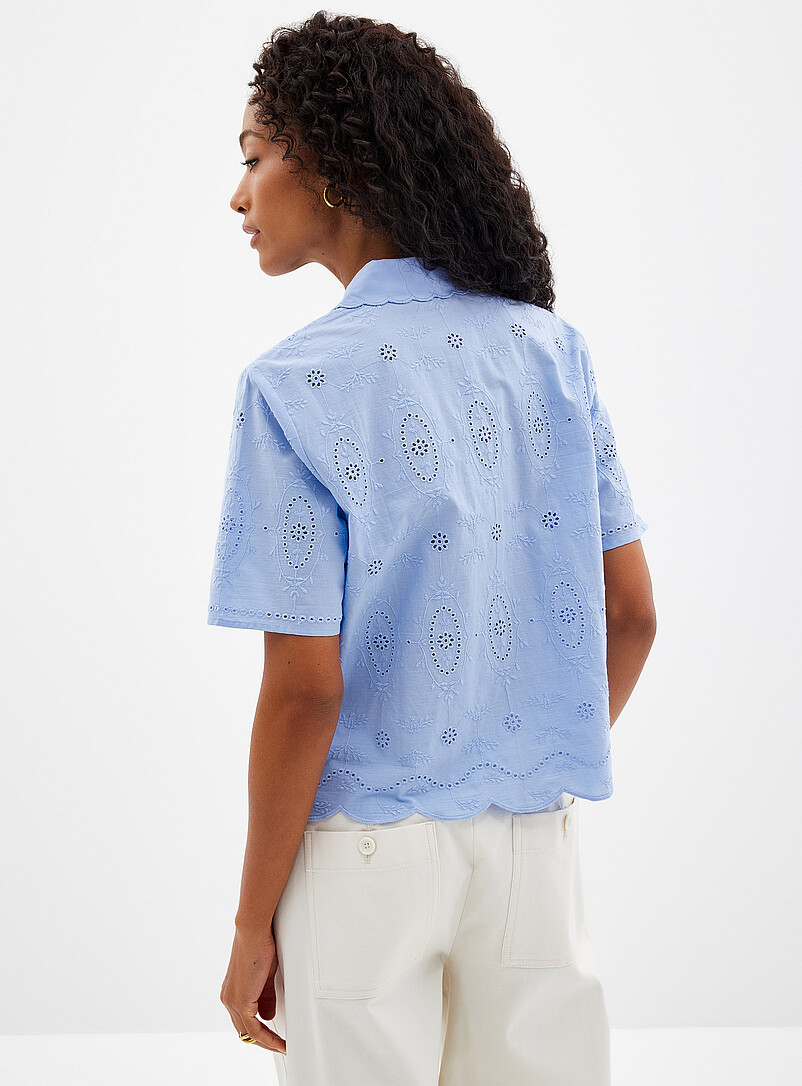 Contemporaine Pink Scalloped collar broderie anglaise shirt for women