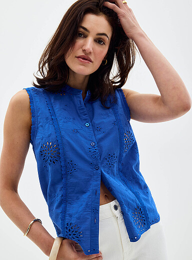 Broderie anglaise sleeveless shirt