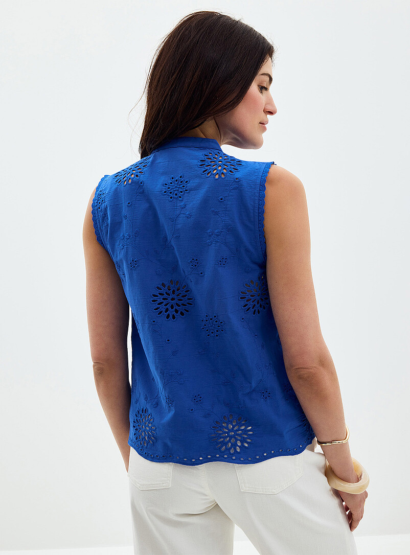 Contemporaine White Broderie anglaise sleeveless shirt for women