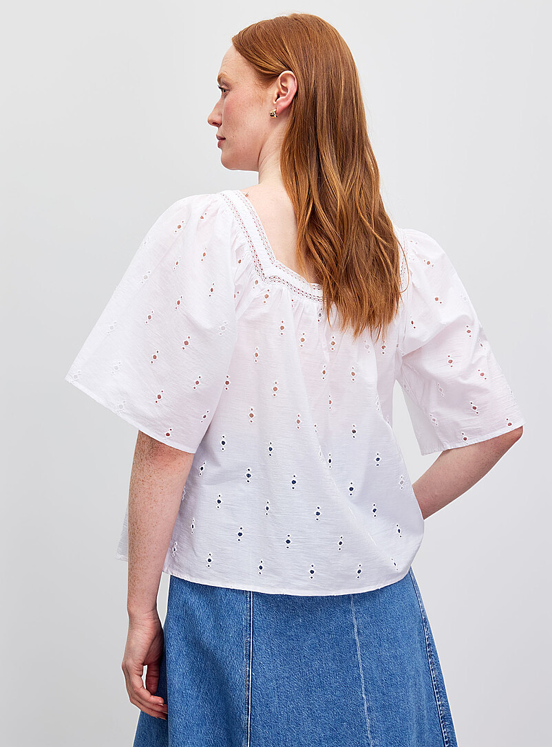 Contemporaine Navy/Midnight Blue Flared broderie anglaise blouse for women
