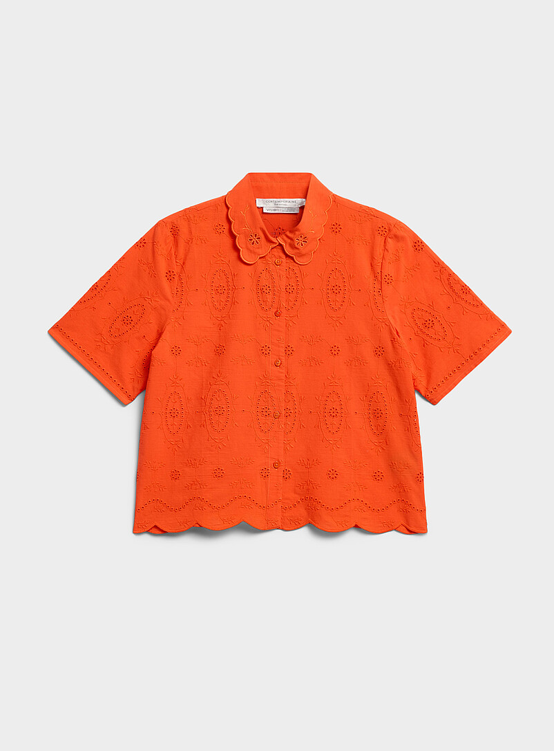 Scalloped Collar Broderie Anglaise Shirt