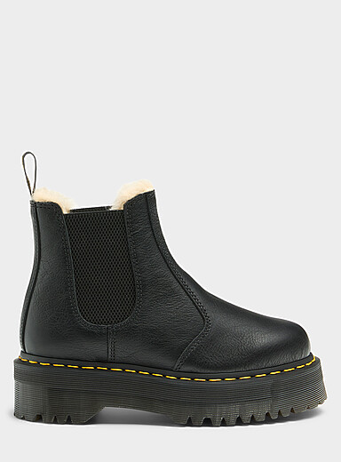 Dr. Martens Black Faux-fur 2976 leather Chelsea boots Women for women