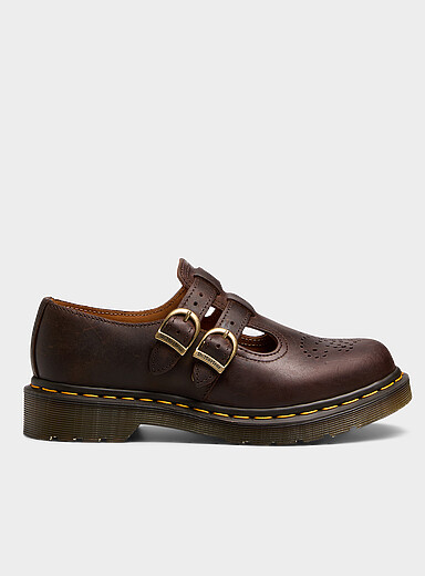 Brown leather 8065 Mary Jane shoes Women