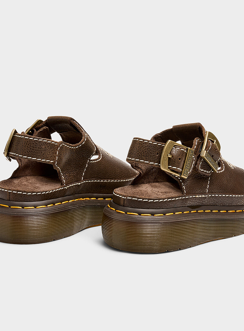 Dr. Martens: La sandale cuir d&eacute;coupe florale Dunnet Femme Brun pour femme