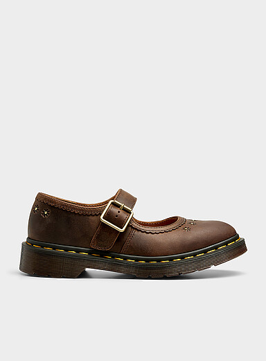 Dr. Martens: La chaussure Mary Jane cuir &agrave; fleurs Femme Brun pour femme