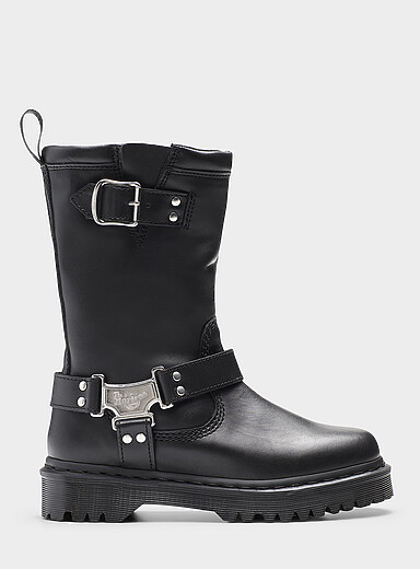 Dr. Martens: La botte moto Anistone Hi Femme Noir pour femme