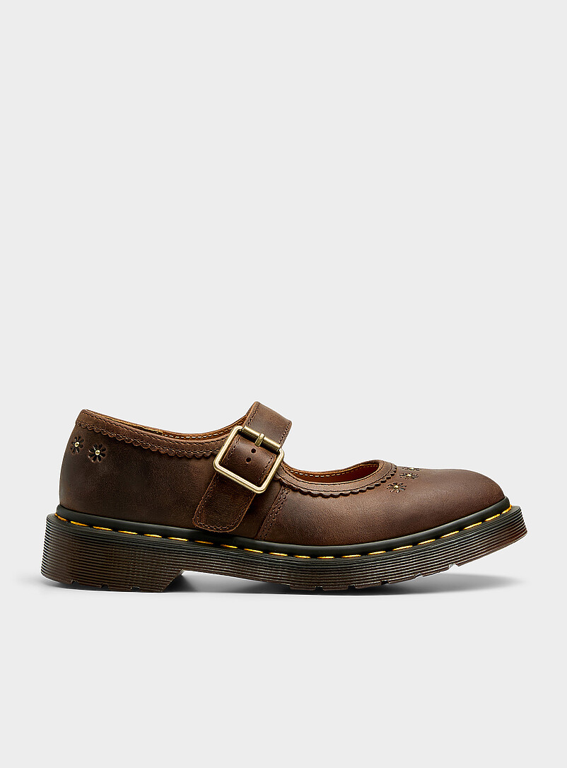 Floral Leather Mary Jane Shoes Women