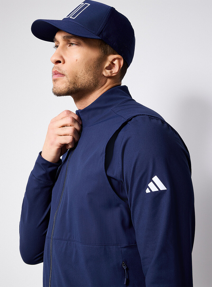 Adidas Golf Navy/Midnight Blue Ultimate365 jersey and canvas golf vest for men