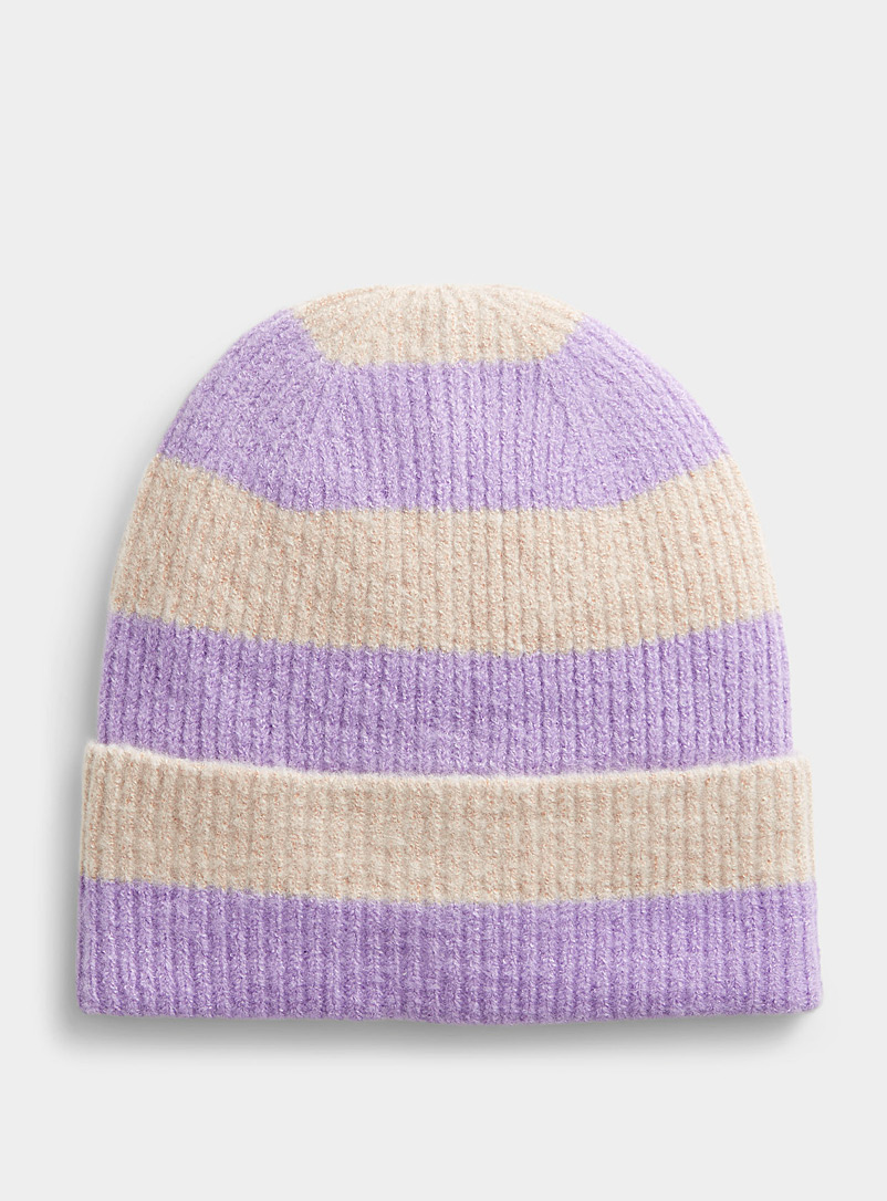 ICHI Lilacs Twin-stripe ribbed tuque for women