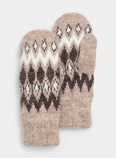 Nordic jacquard thready knit gloves