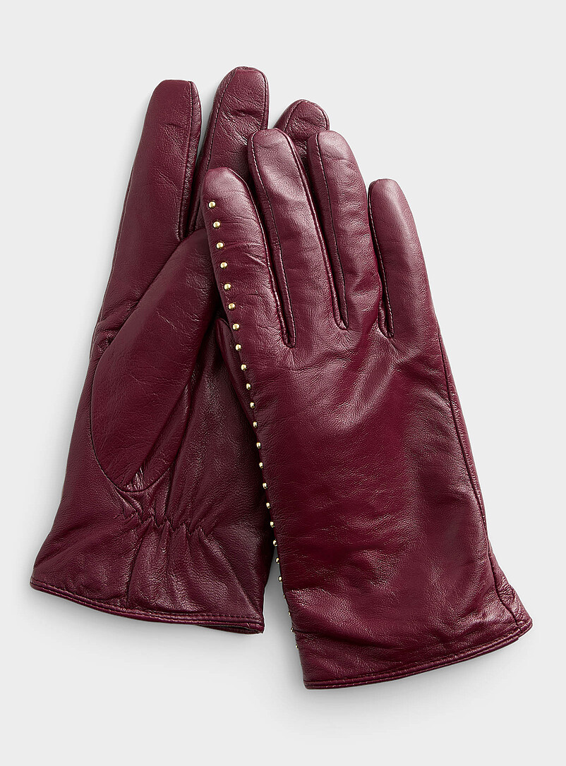 Studded genuine leather gloves | ICHI | Shop Women's Suede