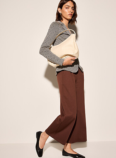 Structured jersey pleated cropped pant