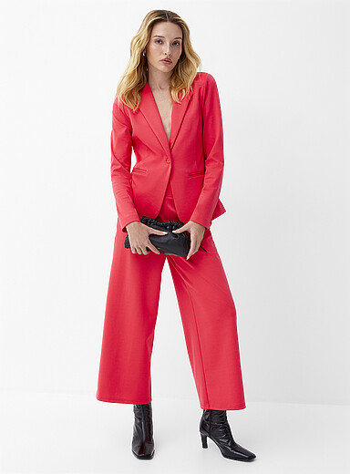 ICHI: Le pantacourt &agrave; plis jersey structur&eacute; Fuchsia pour femme