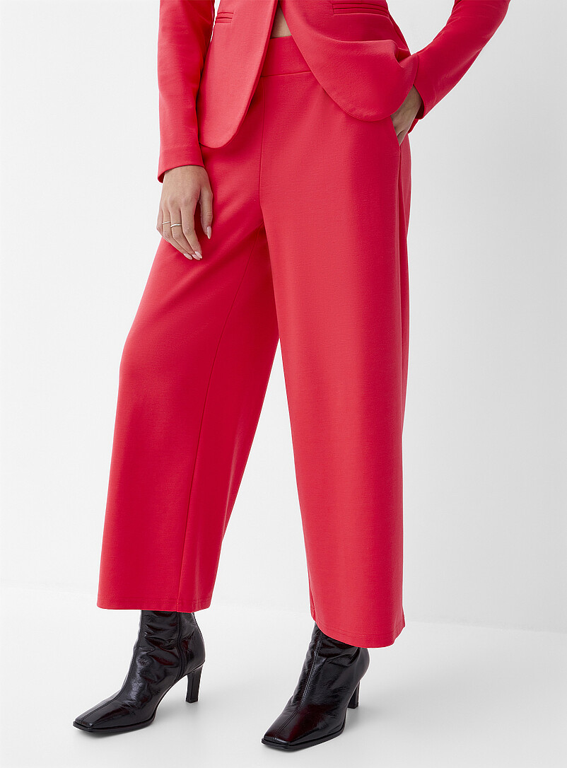 ICHI: Le pantacourt &agrave; plis jersey structur&eacute; Fuchsia pour femme