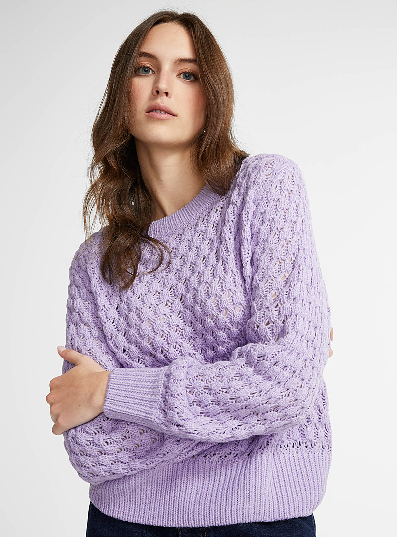 ICHI Lilacs Lilac popcorn knit sweater for women