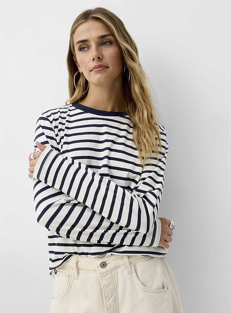 Long-sleeve striped boxy T-shirt | ICHI | | Simons