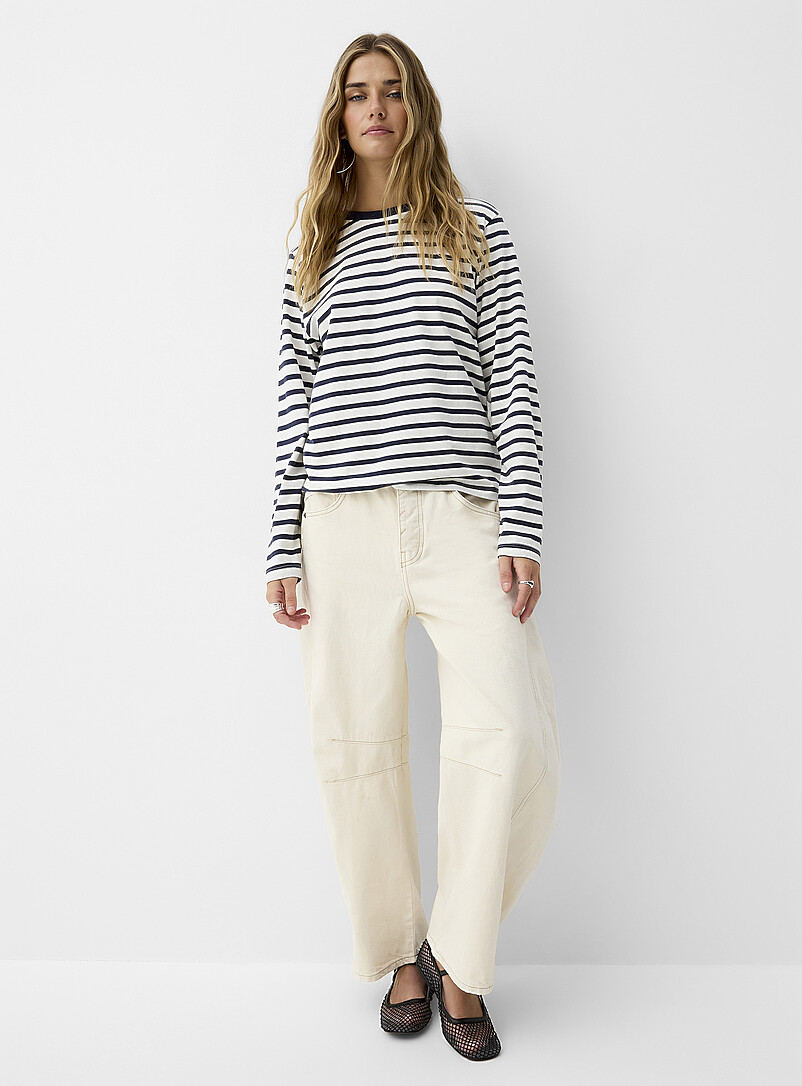 Long-sleeve striped boxy T-shirt | ICHI | | Simons