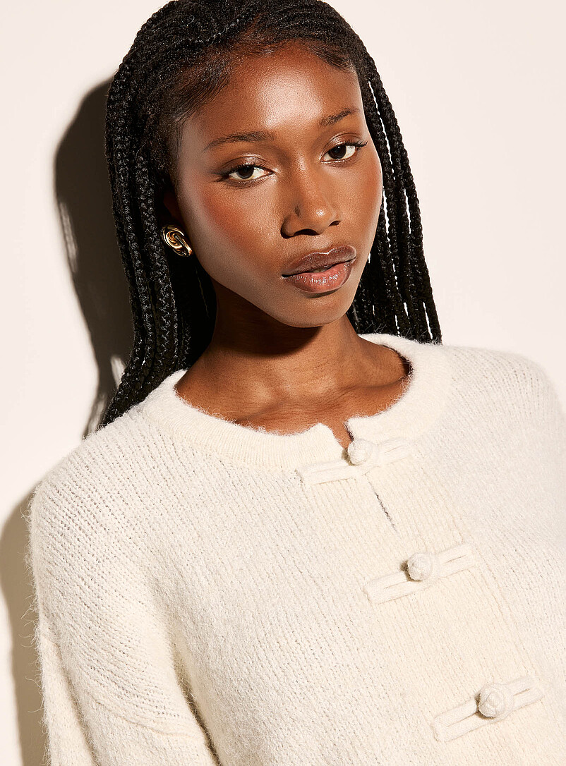 Frog closures ultra-soft cardigan | ICHI | Shop Women's Cardigans