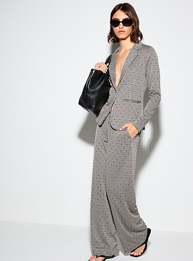 ICHI: Le pantalon pied-de-poule et pois Blanc et noir pour femme