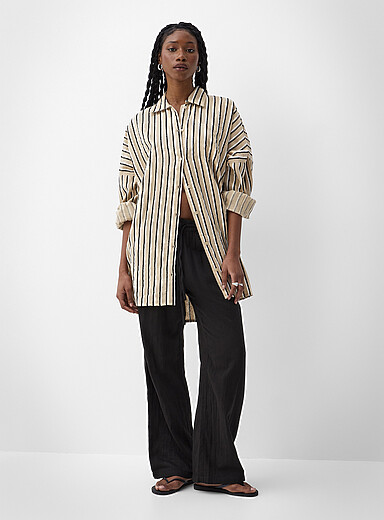 Le pantalon large l&eacute;ger taille &eacute;lastique