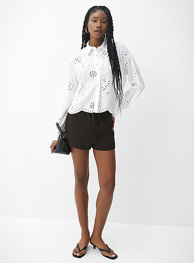Le short taille &eacute;lastique gaze pur coton