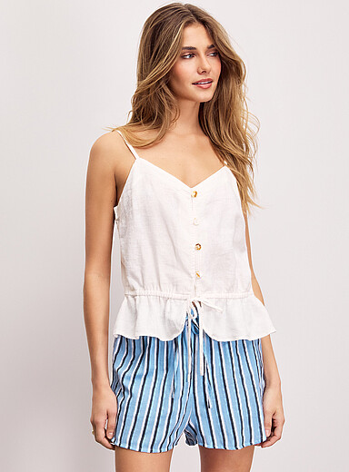 Le short taille &eacute;lastique gaze pur coton