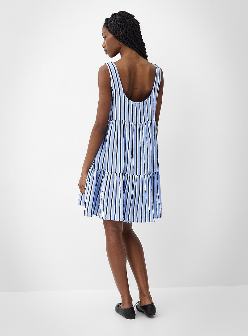 ICHI: La minirobe &eacute;tag&eacute;e gaze pur coton &Eacute;cru &agrave; motifs pour femme