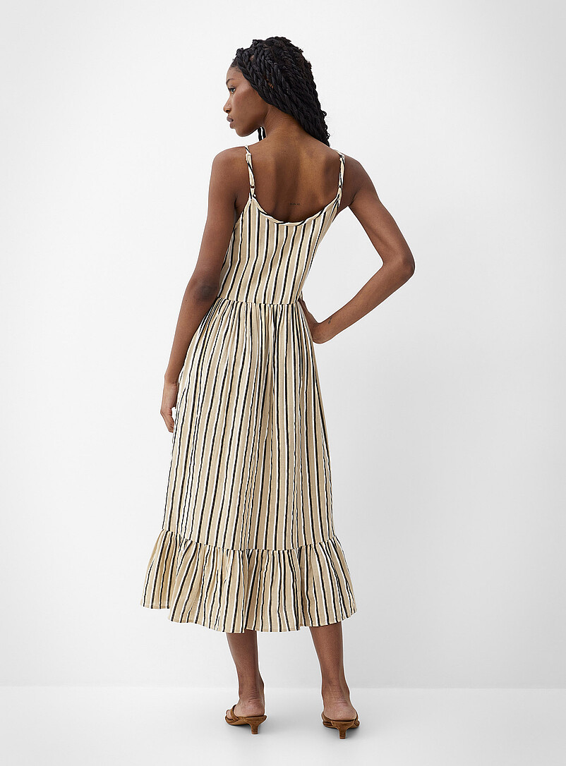 ICHI: La longue robe &eacute;tag&eacute;e gaze pur coton Beige pour femme