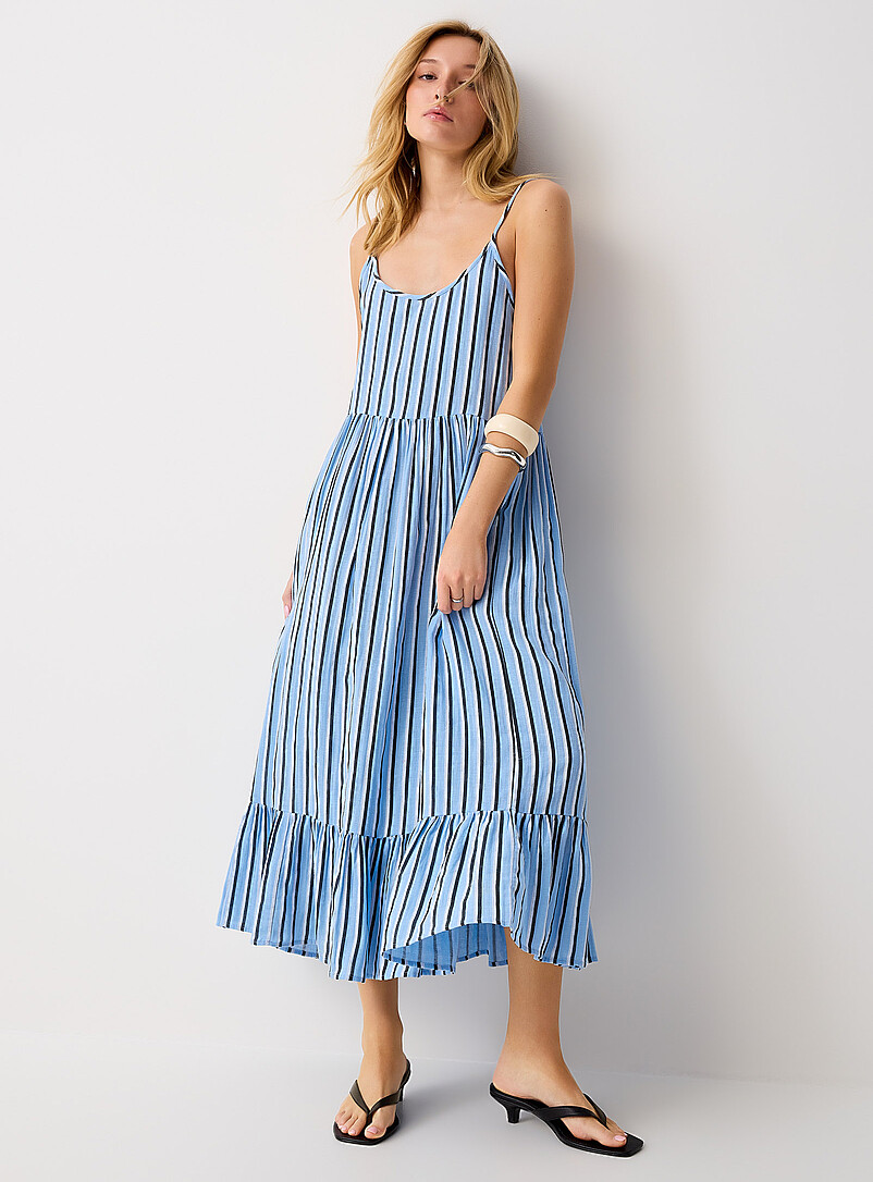 ICHI: La longue robe &eacute;tag&eacute;e gaze pur coton Beige pour femme