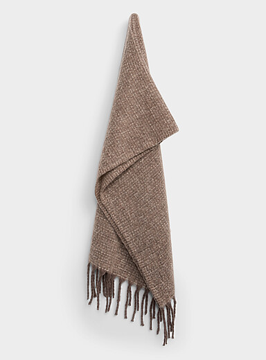 Mixed-knit fuzzy knit scarf