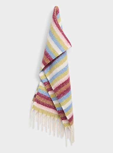 L'&eacute;charpe tricot filamenteux rayures color&eacute;es
