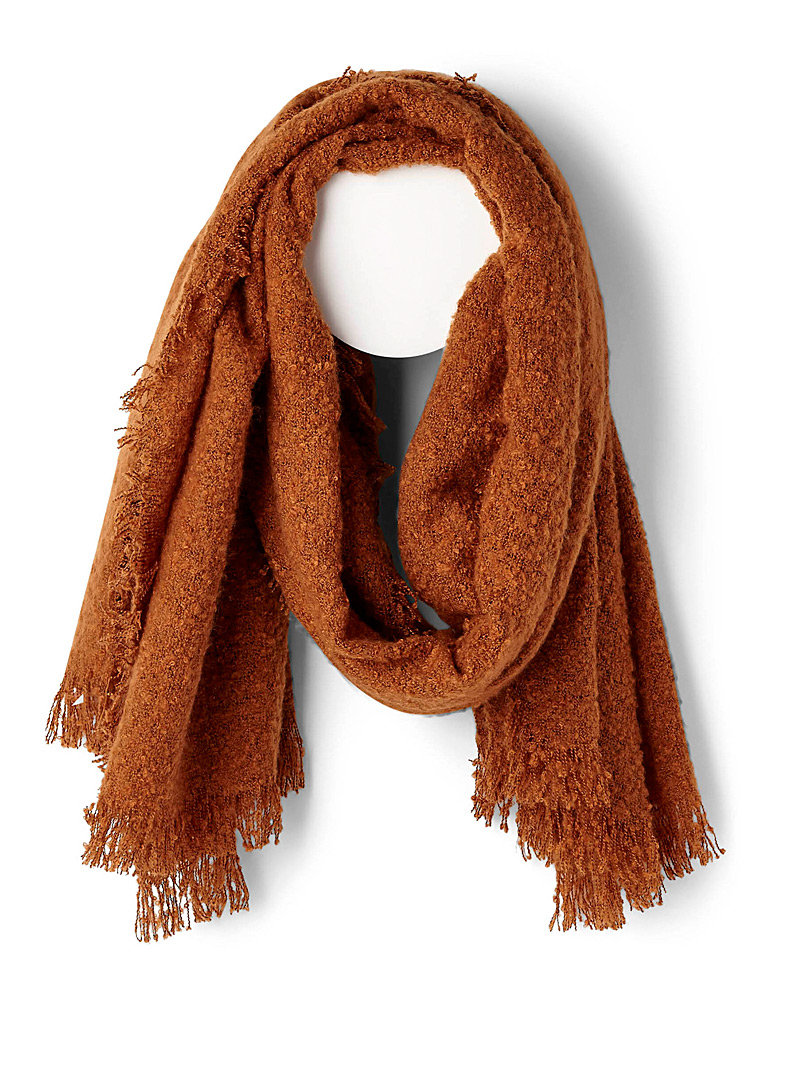 ICHI Coral Monochrome bouclé scarf for women