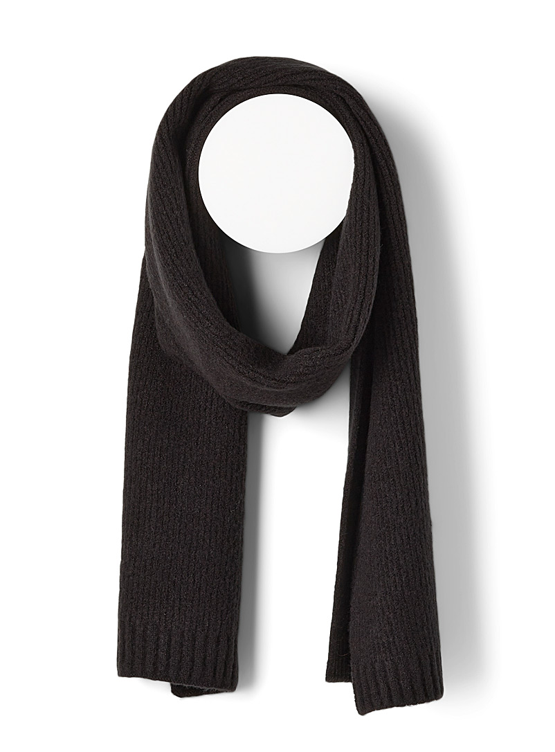 ICHI Black Grooved scarf for women