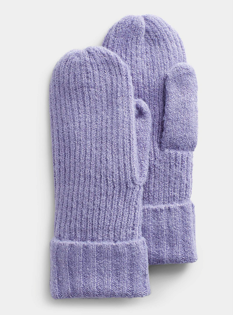 ICHI Lilacs Colourful rib-knit mitten for women