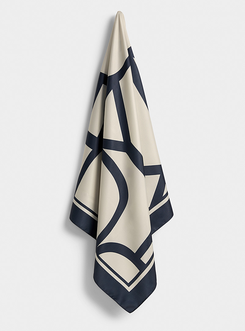 ICHI: L'écharpe légère géométrie deux tons Bleu à motifs pour femme