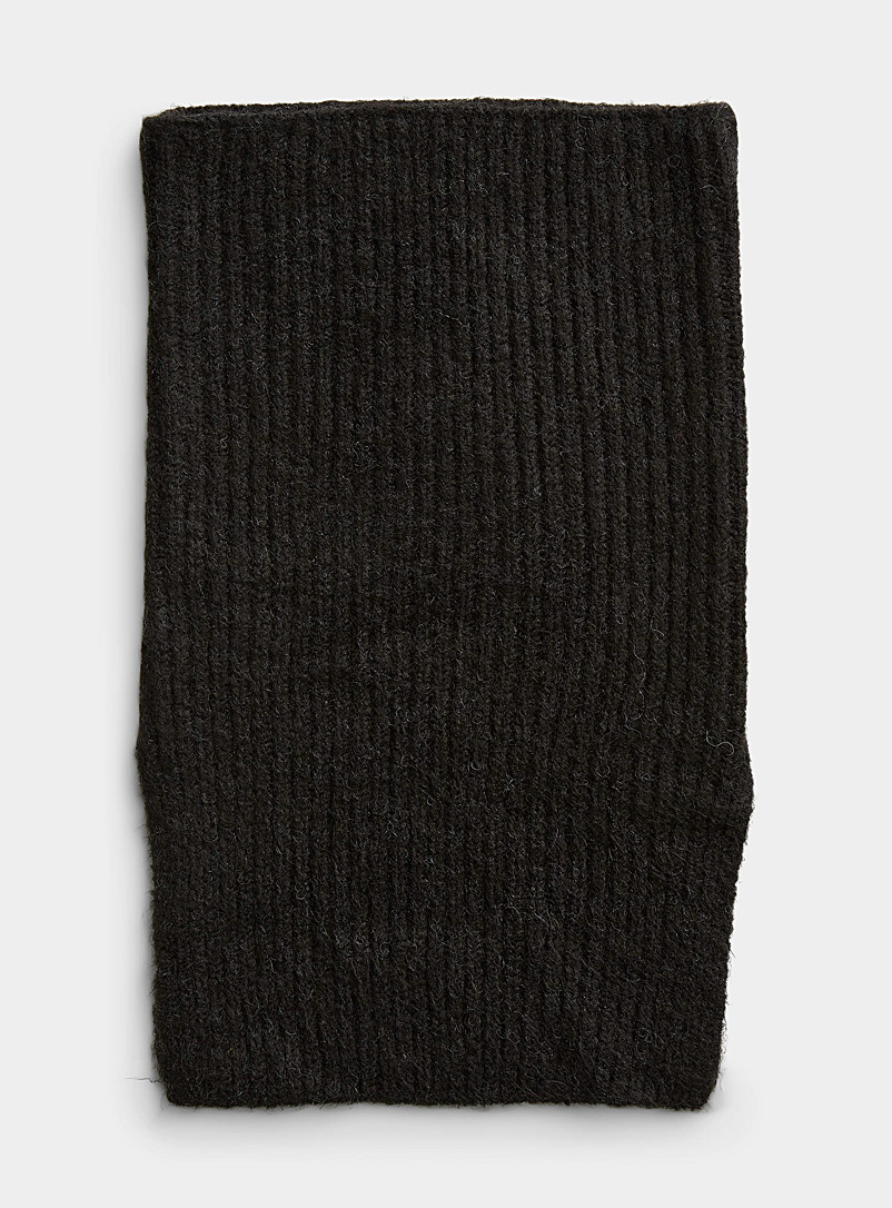 ICHI: Le col tricot côtelé Noir pour femme