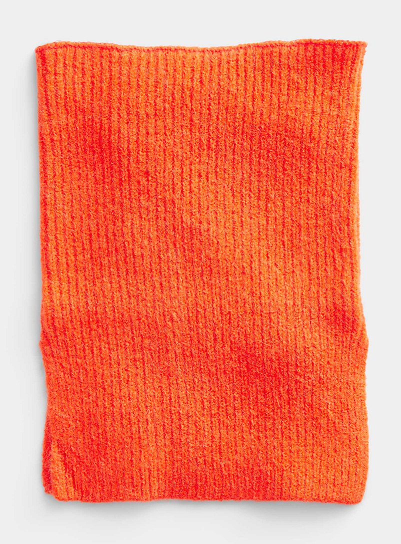 ICHI Dark Orange Rib knit collar for women