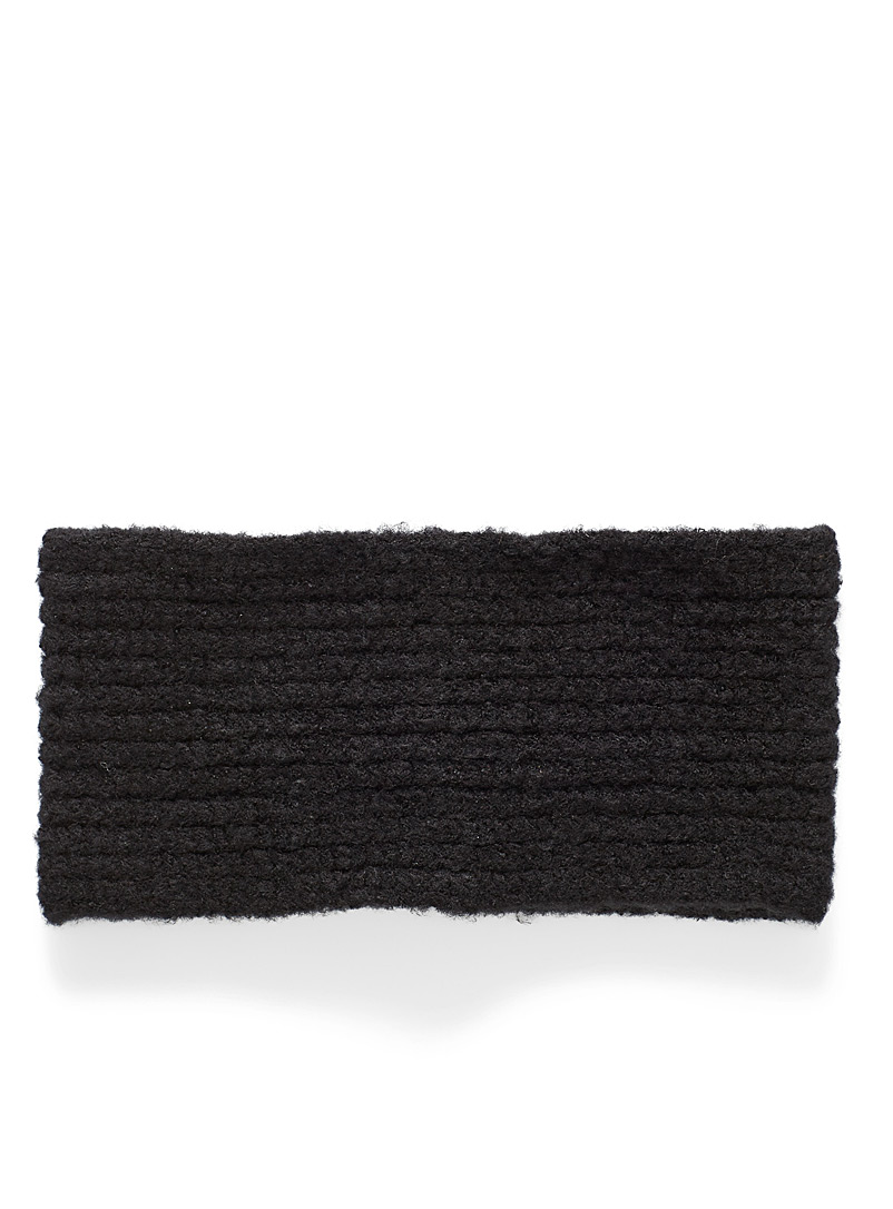 ICHI Grey Soft ribbed-knit headband for women