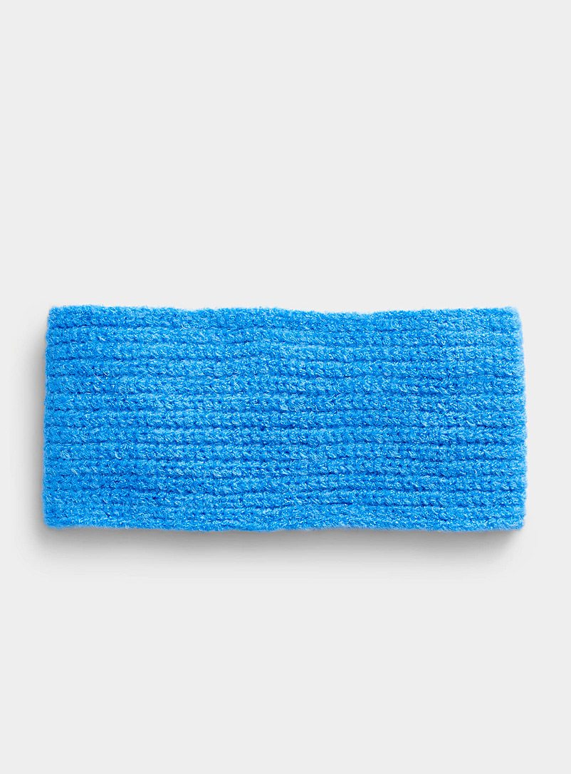 ICHI Sapphire Blue Soft ribbed-knit headband for women