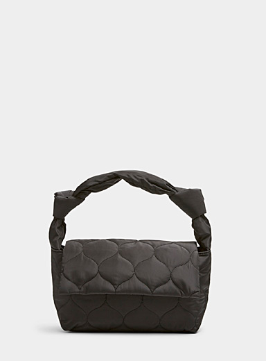 Knotted handle quilted baguette bag | ICHI | Women's Handheld Bags ...